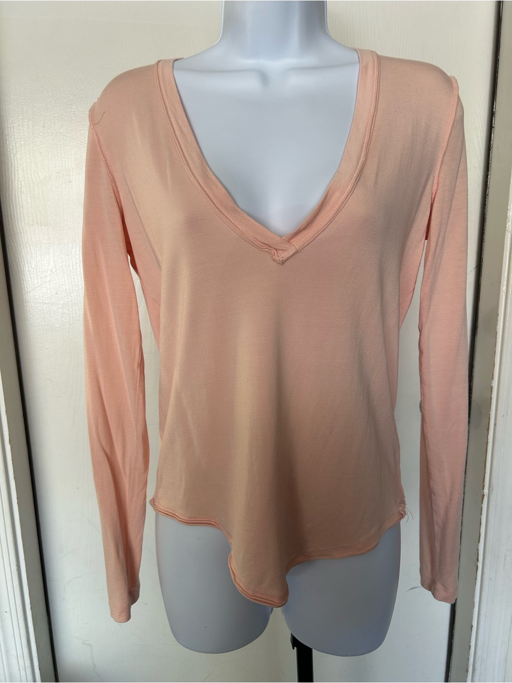We The Free Women's Long Sleeve V-Neck Top in Light Pink